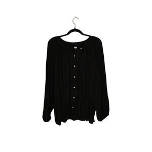Old Navy Womens Embroidered Peasant Top Size XL Black Bohemian Lagenlook Preppy
